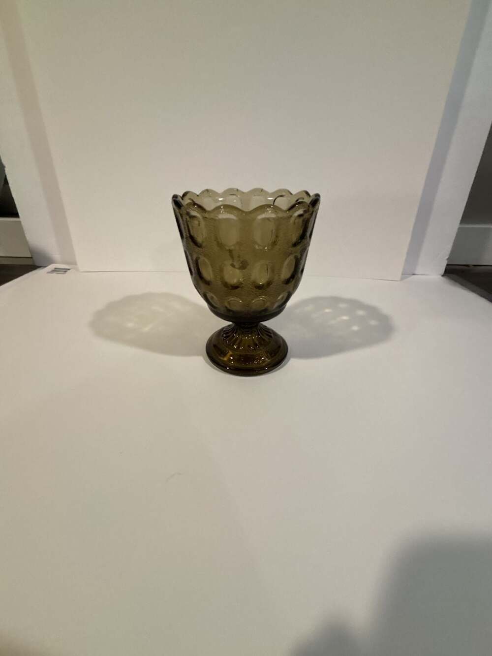 Vintage E.O. Brody Co. M4200 Smokey Brown Thumbprint Pedestal Compote Dish